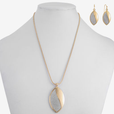 Monet Jewelry Two Tone Pendant Necklace And Drop Earring Womens 2-pc. Jewelry Set