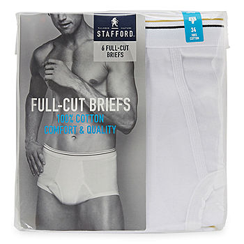 Vintage Stafford Full Cut Briefs 6 Pack Size 40 JC Penney Mens White 100%  Cotton