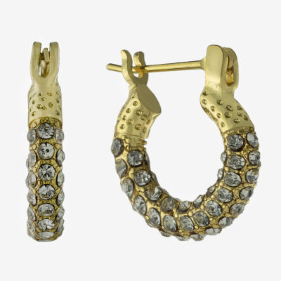 Sparkle Allure Crystal 24K Gold Over Brass Hoop Earrings