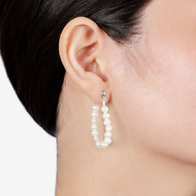 Silver Treasures Cultured Freshwater Pearl Womens White Sterling Silver ...