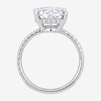 Womens Lab Created White Moissanite 10K Gold Solitaire Engagement Ring