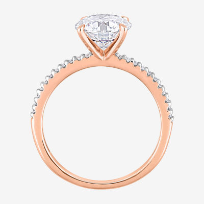 FINE JEWELRY Womens 1/10 CT. T.W. Lab Created White Moissanite 14K Rose  Gold Solitaire Engagement Ring