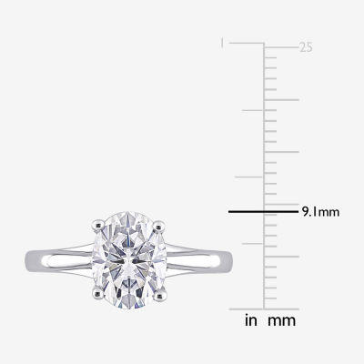 Womens Lab Created White Moissanite 14K White Gold Solitaire Engagement Ring