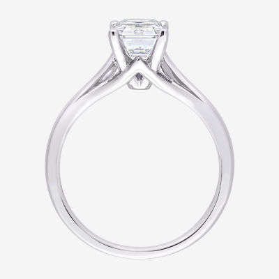 Womens Lab Created White Moissanite 14K Gold Solitaire Engagement Ring