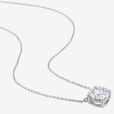 Womens Lab Created White Moissanite 14K Gold Round 18 Inch Pendant Necklace