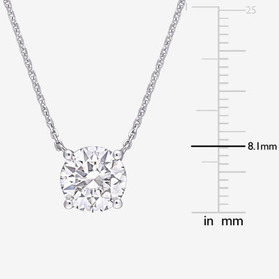 Womens Lab Created White Moissanite 14K Gold Round 18 Inch Pendant Necklace