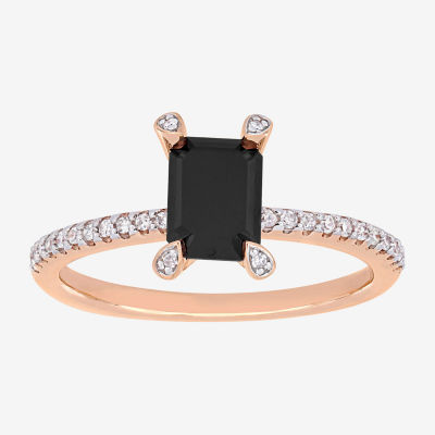 Midnight Black Womens 1 1/10 CT. T.W.  Natural Black Diamond 10K Rose Gold Engagement Ring