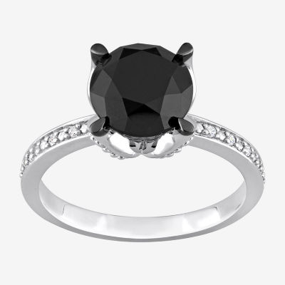 Midnight Black Womens 3 CT T W Mined Black Diamond 14K White Gold   DP0704202209075071M