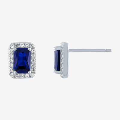 Limited Time Special! Lab Created Blue Sapphire Sterling Silver 8mm Stud Earrings