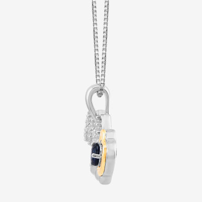 Womens Gemstone Zodiac Pendant Necklace Sterling Silver and 10K Gold