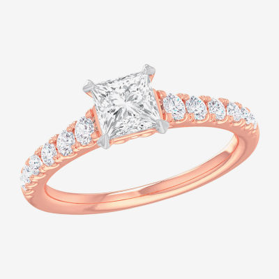 (G-H / Si1-Si2) Womens 1 3/8 CT. T.W. Lab Grown White Diamond 14K Gold Side Stone Engagement Ring