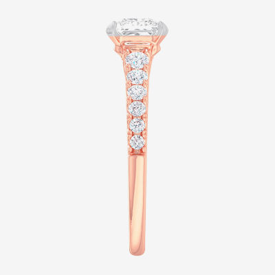 (G-H / Si1-Si2) Womens 1 3/8 CT. T.W. Lab Grown White Diamond 14K Gold Side Stone Engagement Ring