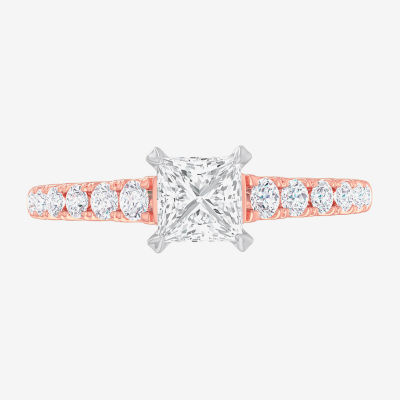 (G-H / Si1-Si2) Womens 1 3/8 CT. T.W. Lab Grown White Diamond 14K Gold Side Stone Engagement Ring