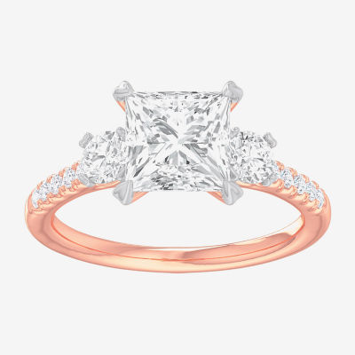 G-H / Si1-Si2) Womens 2 1/2 CT. T.W. Lab Grown White Diamond 14K Gold Side Stone -Stone Engagement Ring