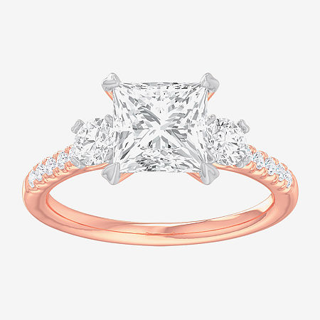 Modern Bride (g-h / Si1-si2) Womens 2 1/2 Ct. T.w. Lab Grown White Diamond 14k Gold Side Stone 3-stone Engagement In Brown