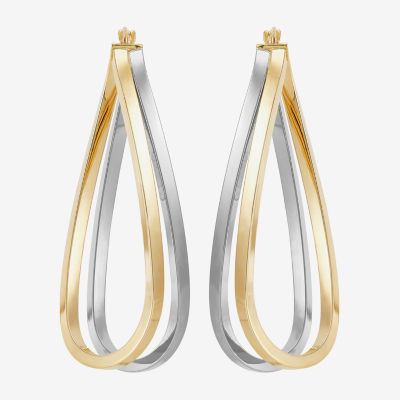 Made in Italy 14K Two Tone Gold 40mm Round Hoop Earrings