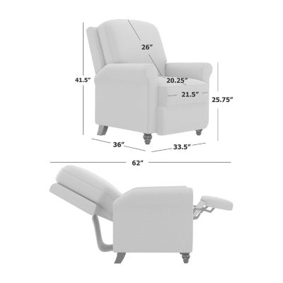 ProLounger Keaton Transitional Roll-Arm Push Back Recliner in Floral Fabric