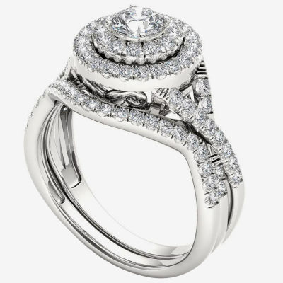 Womens / CT. T.W. Mined White Diamond 10K Gold Round Side Stone Halo Bridal Set