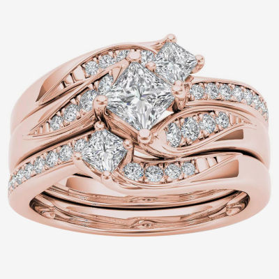 Womens 1 CT.T.W. Natural Diamond 10K Rose Gold Bridal Set