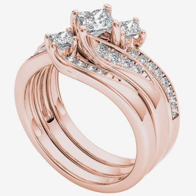 Womens 1 CT.T.W. Natural Diamond 10K Rose Gold Bridal Set