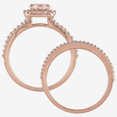 5/8 CT. T.W. Pink Morganite 14K Gold Bridal Set