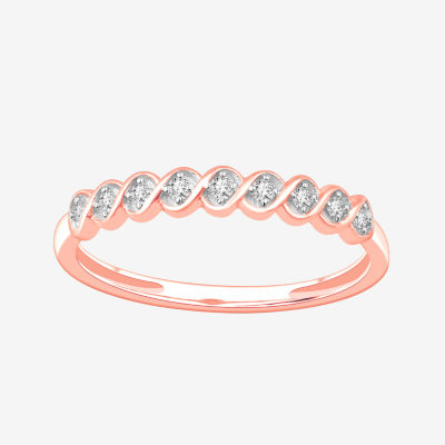 Stackable Ring (H-I / Si1-Si2) Diamond Accent Lab Grown White 10K Gold Square Wedding Band