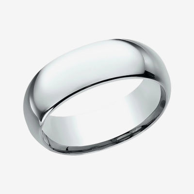 Mens 10K White Gold 8MM Comfort-Fit Wedding Band