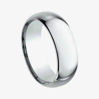 Mens 10K White Gold 8MM Comfort-Fit Wedding Band