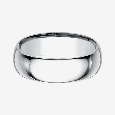 Mens 10K White Gold 8MM Comfort-Fit Wedding Band