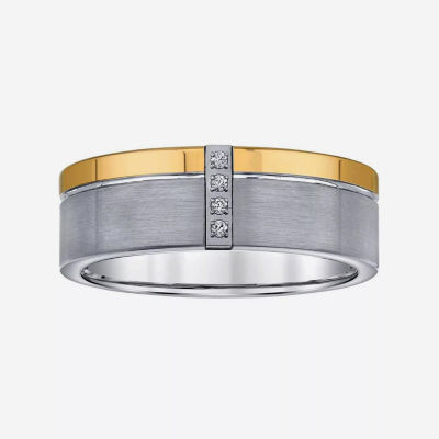 8MM Diamond Accent Natural Tungsten Wedding Band