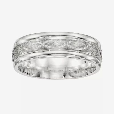 Mens 7MM Sterling Silver Wedding Band