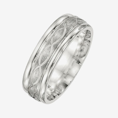 Mens 7MM Sterling Silver Wedding Band
