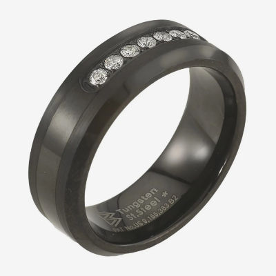 Mens 8MM 1/5 CT. Natural White Diamond Tungsten Wedding Band