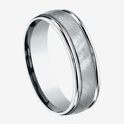 Mens 6MM 10K White Gold Wedding Band