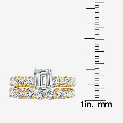 Signature By Modern Bride (G / Si1-Si2) Womens 4 CT. T.W. Lab Grown White Diamond 10K Gold Side Stone Bridal Set