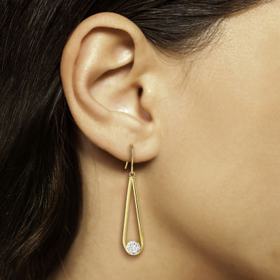 White Cubic Zirconia 14K Gold Drop Earrings