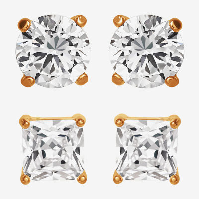 Shaquille O'Neal XLG Lab Created White Cubic Zirconia Stainless Steel 2 Pair Earring Set