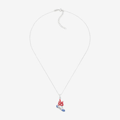 Sneaker Womens Multi Color Crystal Sterling Silver Pendant Necklace