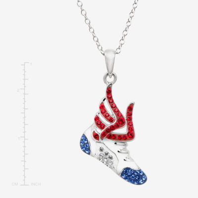 Sneaker Womens Multi Color Crystal Sterling Silver Pendant Necklace