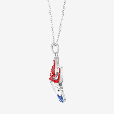 Sneaker Womens Multi Color Crystal Sterling Silver Pendant Necklace