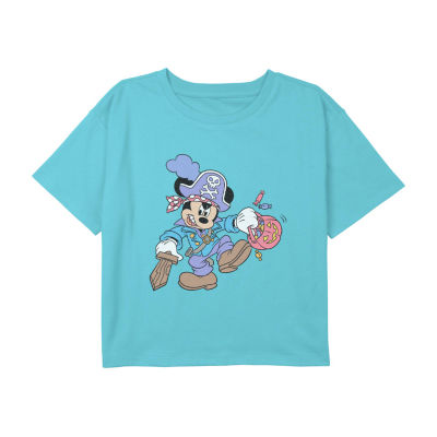 Disney Collection Little & Big Girls Crew Neck Short Sleeve Mickey Mouse Graphic T-Shirt