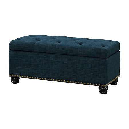 9th Avenue Storage Tufted Nailhead Trim Bench, One Size, Blue