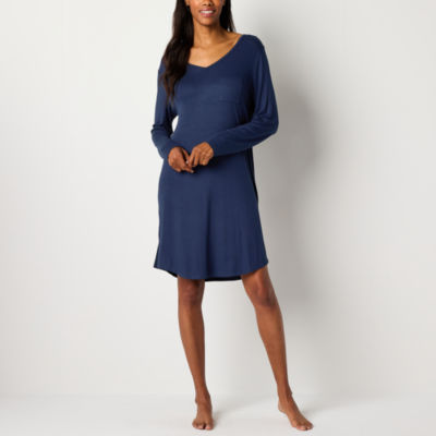 Liz Claiborne Cool and Calm Womens Long Sleeve V Neck Nightshirt