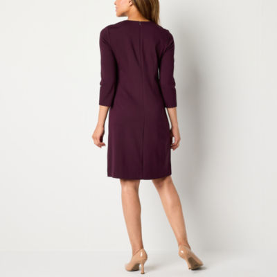 Jessica Howard Womens 3/4 Sleeve Shift Dress, Color: Aubergine - JCPenney