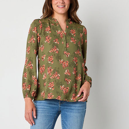 Frye and Co. Womens Long Sleeve Blouse, Xx-large, Green