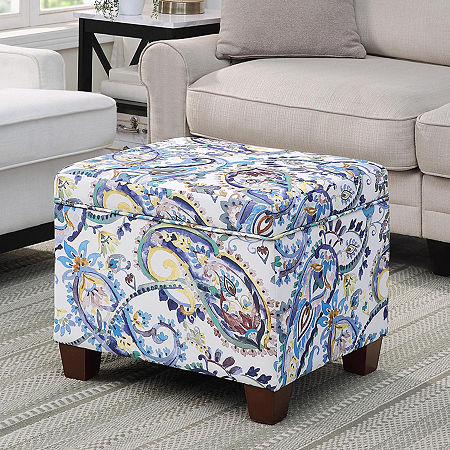 Madisson Cushioned Storage Ottoman, One Size, Blue