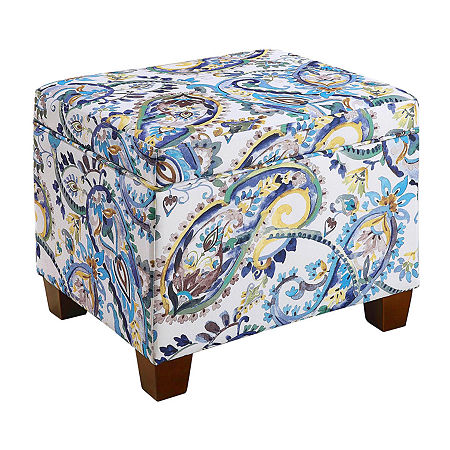 Madisson Cushioned Storage Ottoman, One Size, Blue