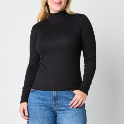 a.n.a Womens Long Sleeve Mock Neck Top