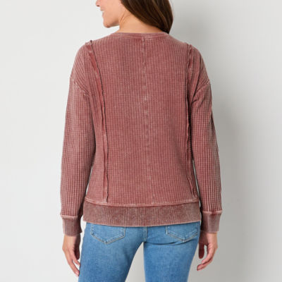 Frye and Co. Waffle Womens Split Tie Neck Long Sleeve Henley Shirt