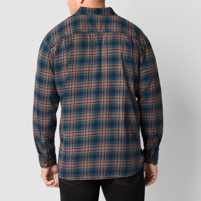 mutual weave Big and Tall Mens Easy-on + Easy-off Adaptive Regular Fit Long Sleeve Plaid Button-Down Shirt